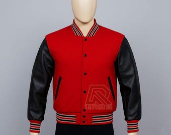 Custom Varsity Jacke aus Wolle mit Ärmeln aus Leder, Streetwear Style