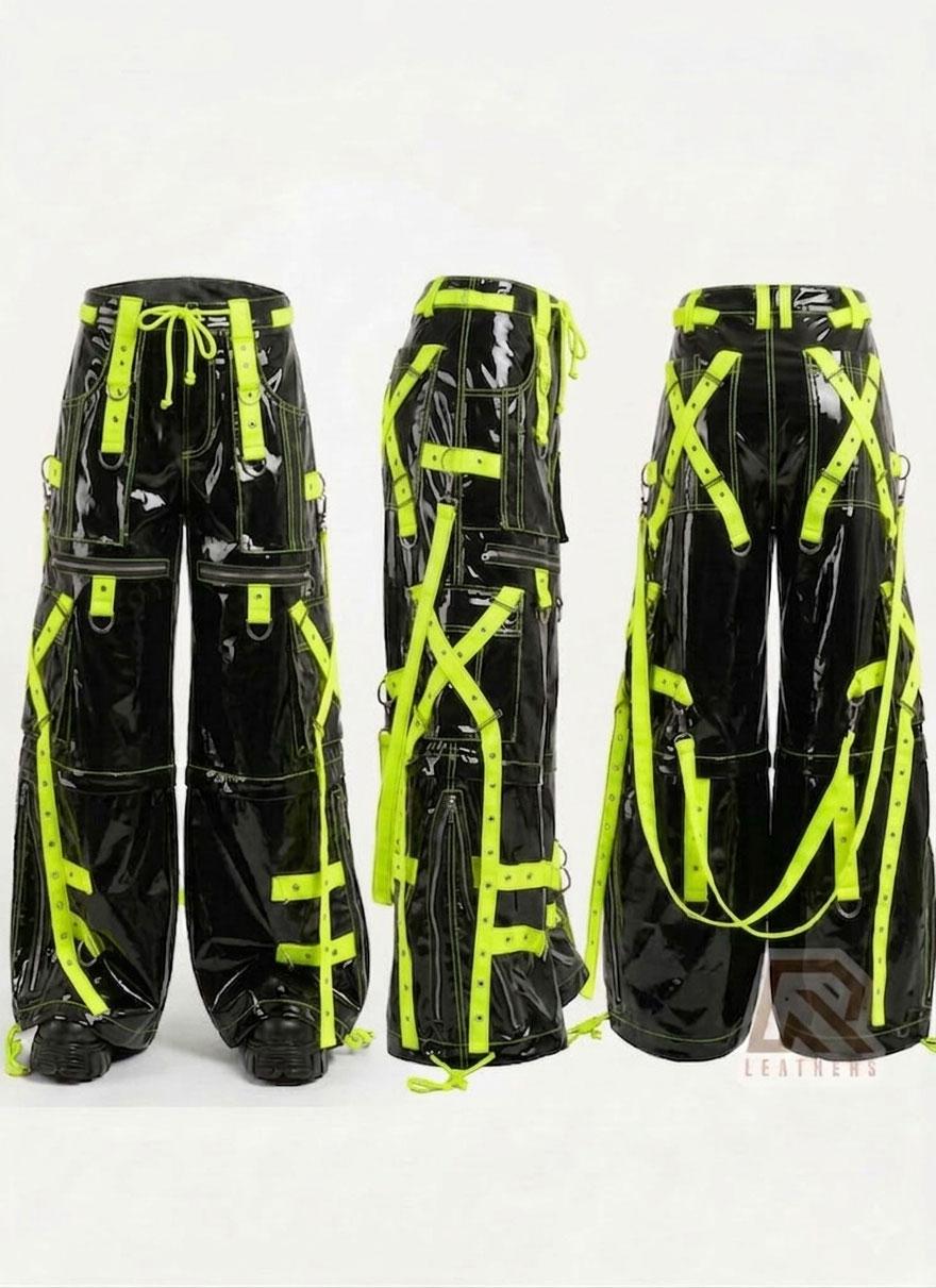 パンツ cyberdyne NEO BONDAGE PANTS Cyberpunk Goth Bondage Pants,pvc Vinyl Wide Leg Trousers
