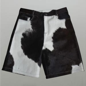 Men&#39;s Cowhide Leather Shorts - Handmade Shorts- Natural Hair On Cowhide Shorts - Western Cowboy Shorts- gift for him-Cowhide shorts