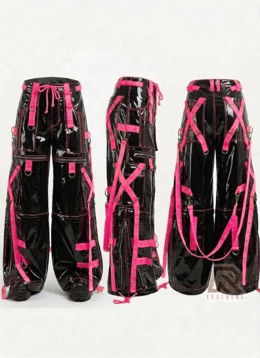 Cyberpunk Goth Bondage Pants,pvc Vinyl Wide Leg Trousers