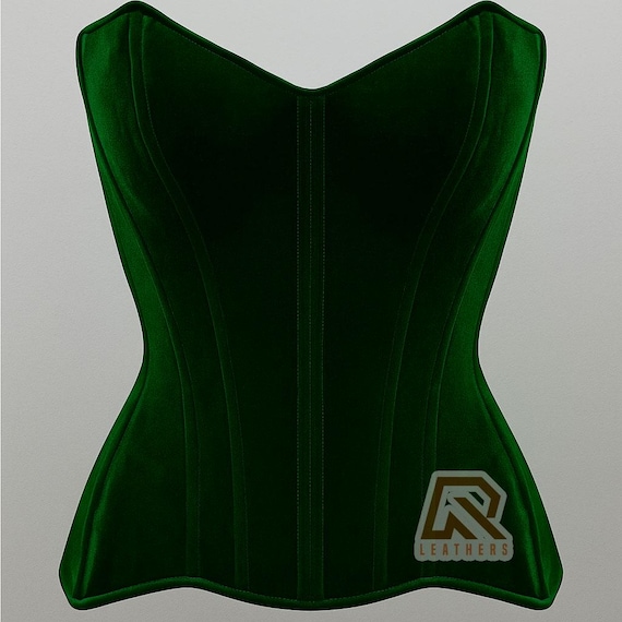 Women Handmade Velvet Steel Boned Corset – Front Closed with Back Lace-Up Closure