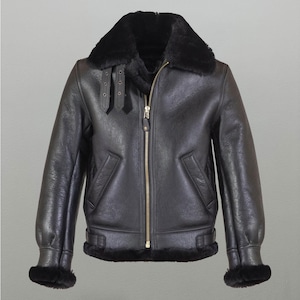 Men&#39;s Handmade Vintage Leather Jacket, Fur Shearling Leather Jacket,  Bomber Leather Jacket, Party Jacket