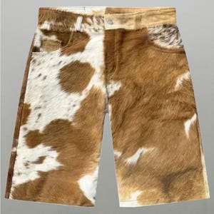 Men&#39;s Cowhide Leather Shorts - Handmade Shorts- Natural Hair On Cowhide Shorts - Western Cowboy Shorts- gift for him-Cowhide shorts