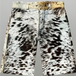 Men&#39;s Cowhide Leather Shorts - Handmade Shorts- Natural Hair On Cowhide Shorts - Western Cowboy Shorts- gift for him-Cowhide shorts