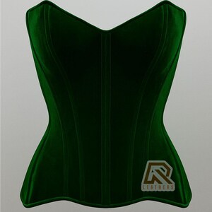 Women Handmade Red Velvet Steel Boned Corset – Front Closed with Back Lace-Up Closure Fashion Corset Christmas Corset Green