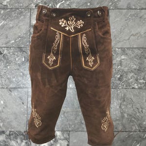 Knee Length Lederhosen for Men, Men Oktoberfest Costume, Suede Shorts with Embroidery, Bavarian Costume for Men, Folk Festival Wear,
