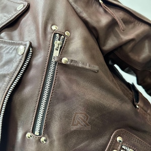 Italian Handmade Leather Jacket for Men , Motorcycle Jacket , Leather Jacket,Distressed Jacket,Gift for him ,Biker Jacket, Rider Jacket image 4