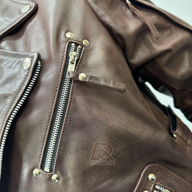Italian Handmade Leather Jacket for Men , Motorcycle Jacket , Leather Jacket,Distressed Jacket,Gift for him ,Biker Jacket, Rider Jacket image 4