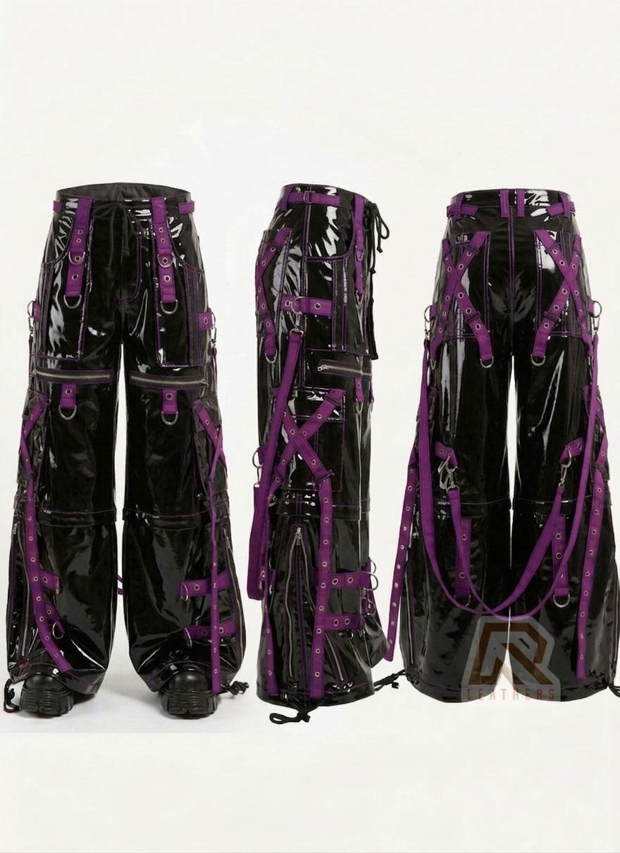 Cyberpunk Goth Bondage Pants,pvc Vinyl Wide Leg Trousers