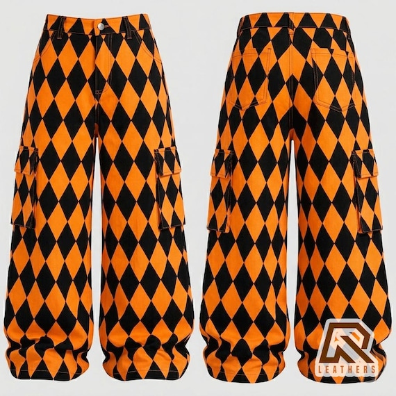 Harlequin inspired Wide Leg Pants, Black White Cargo Pants, Gothic Trousers, Alternative Fashion, Jester Pants,Streetwear, Baggy Pants