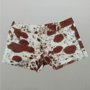 Women&#39;s Cowhide Leather Shorts - Handmade Shorts- Natural Hair On Cowhide Shorts - Western Cowboy Ladies Short- gift for her-Cowhide shorts