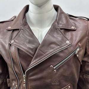 Italian Handmade Leather Jacket for Men , Motorcycle Jacket , Leather Jacket,Distressed Jacket,Gift for him ,Biker Jacket, Rider Jacket image 3