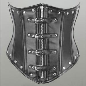 Women Handmade Premium Leather Overbust With Zipper and Buckles Corset Steel Boned Hourglass Corset belt Underbust Fashion Corset
