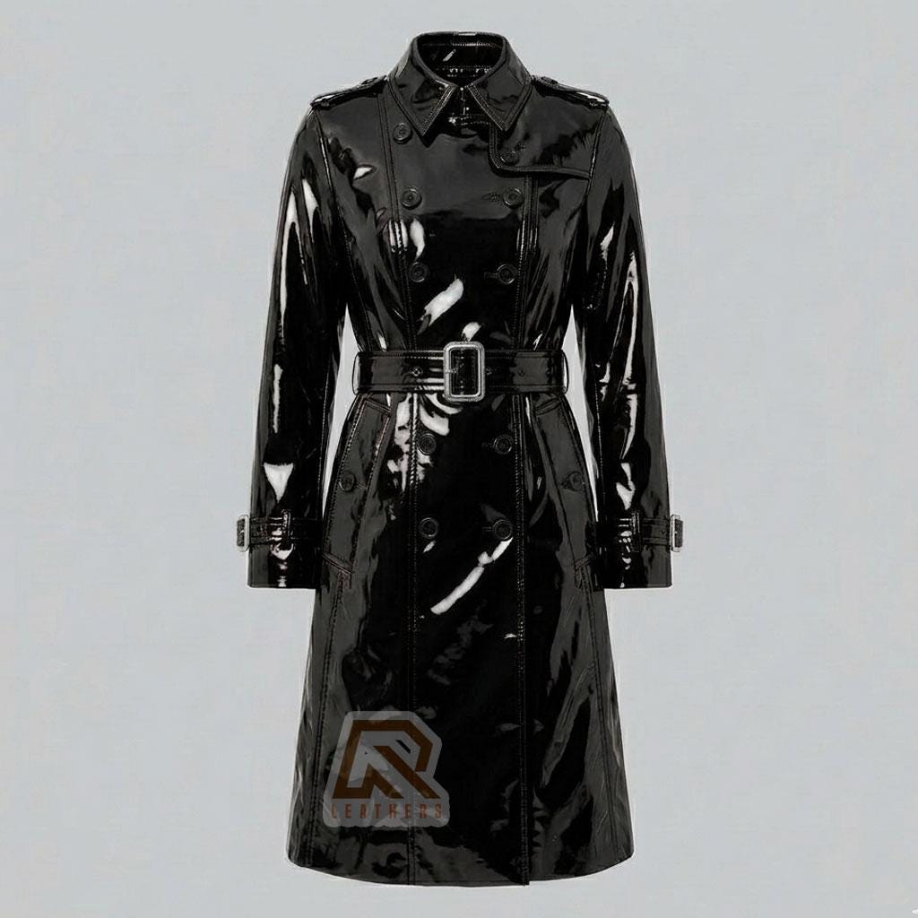 Unisex Yellow PVC Trench Coat - Gothic Industrial Cyberpunk Long