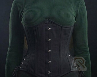 Women Handmade Cotton Corset | Double Steel Boned | Women's Underbust Shaper | Waist Training Corset