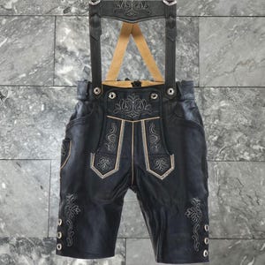 Men Oktoberfest Costume, trachtenhans lederhosen, Leather Shorts with Embroidery, Bavarian Costume for Men, Folk Festival Wear,