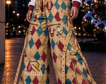 Harlequin inspired Wide Leg Pants, Cargo Pants, Gothic Trousers, Alternative Fashion, Jester Pants,Streetwear, Baggy Pants
