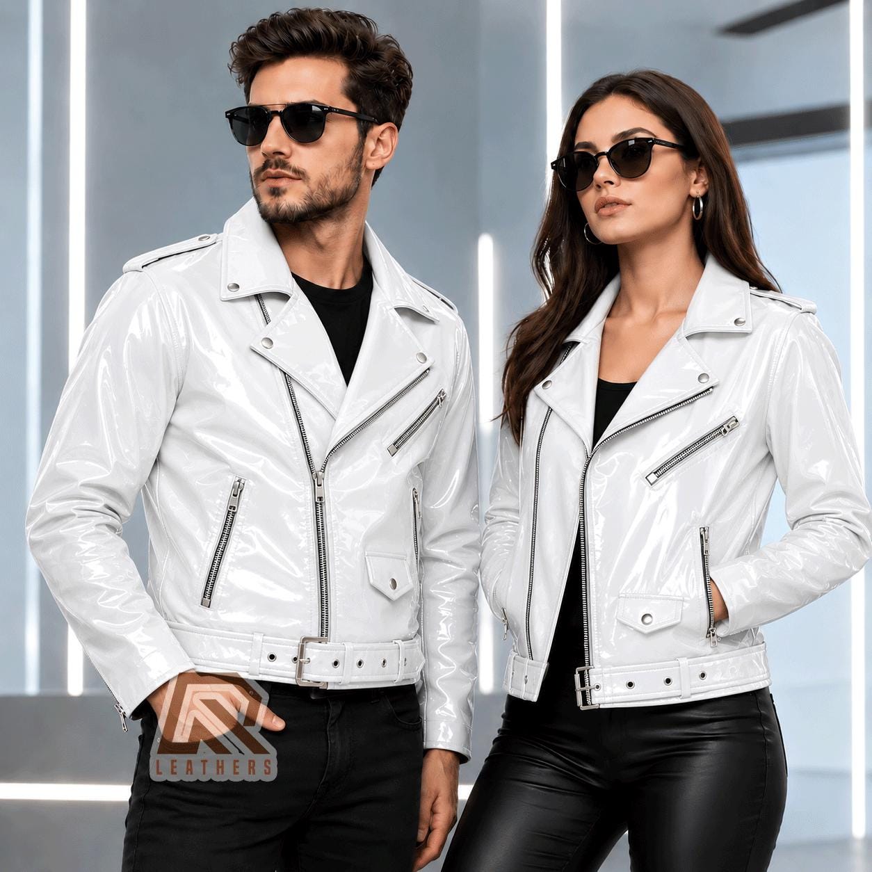 ジャケット・アウター melt the lady gothic jacket White PVC Vinyle Jacket Glossy Shine White Motorcycle Jacket WET Look