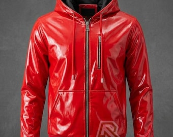 Unisex Cyberpunk PVC Hoodie mit Silber Hardware - Industrial Techwear glänzende Vinyljacke - Gothic Alternative Fashion Streetwear