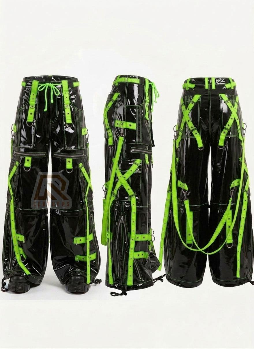 Cyberpunk Goth Bondage Pants,pvc Vinyl Wide Leg Trousers