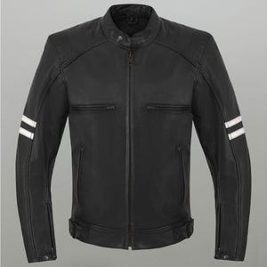 Men&#39;s Handmade Vintage Leather Jacket, Motorcycle Biker Style Jacket,  Bomber Leather Jacket,Distressed Black Motorcycle Jacket