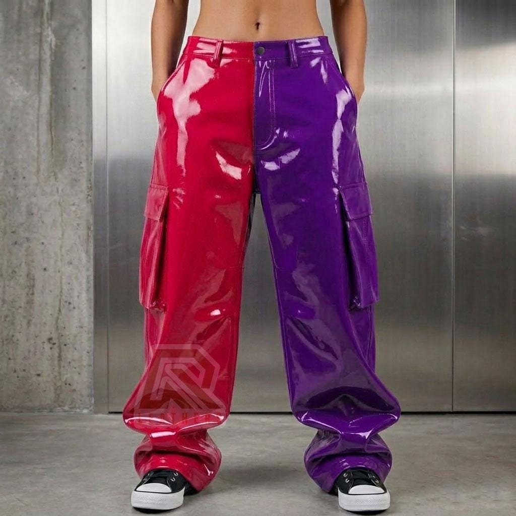 お*元様 racing rave pants y2k あおば着用似 ポーカーズ PVC Vinyl Cargo Pants – Custom Color Wide Leg Rave Pants – Unisex