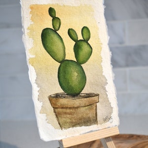 Acquerello - originale - cactus - dipinto - carta fatta a mano