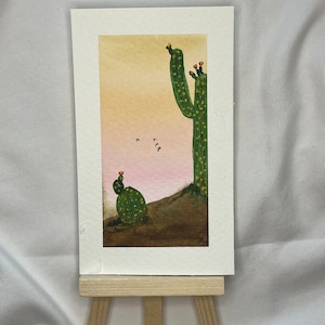 Mini Acquerello - Paesaggio con cactus - originale - dipinto