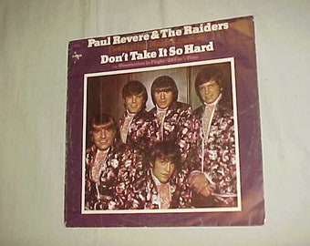 Paul Revere and The Raiders - 45 Vinyl Record Picture Sleeve ONLY - Don't Take It So Hard / Observation In Flight 285 In 3/4 Time