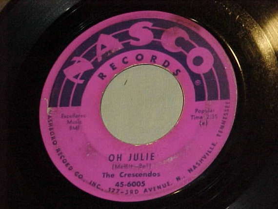 The Crescendos 45 Vinyl Record Oh Julie / My Little Girl - Etsy