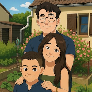 Cartoon détaillée et portrait de dessin animé personnalisé de couples, familles et animaux de compagnie | Illustration pour cadeau unique