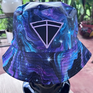 Reversible Inzo Inspired Festival Bucket Hat with Glow in Dark Patches
