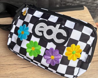 EDC Electric Daisy Carnival Inspired Fanny Pack Bag with Glow in Dark Logo Patch