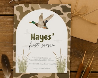 Duck Hunting Birthday Invitation | "First Season" Custom Invite | Boy Camo Birthday