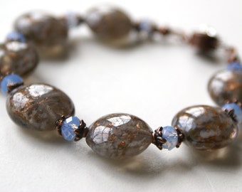 Swarovski Crystal Lampwork Glass Copper Bracelet - Copper Blues