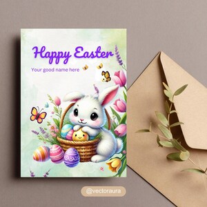 Printable Easter Card Template | Cute & Festive DIY Easter Greeting Card for Instant Download