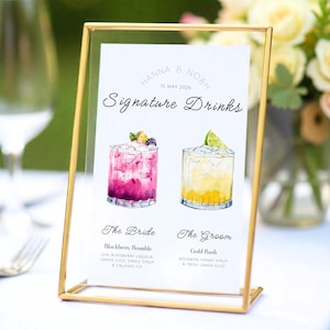 Bar Menu Template, Signature Drink Sign, Modern Editable Drink Menu Template, Minimalist Printable Bar Menu, 2000+ Drinks and Garnishes