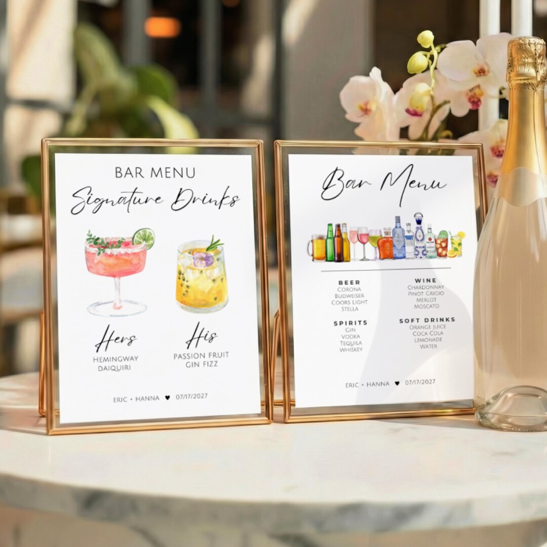 Bar Menu Template, Signature Drink Sign, Modern Editable Drink Menu ...