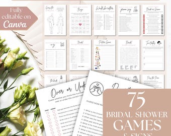Bridal Shower Game Bundle, Minimalist Bridal Shower Games, Modern Bridal Shower Games Pack, Bachelorette Games, Wedding Shower Editable