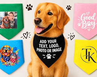 Personalized Dog Bandana: Over-the-Collar Pet Scarf, Custom Name/Logo