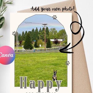 Tarjeta sencilla para el Día de la Madre, tarjeta del perro, arrastrar y soltar, plantilla de Canva, bricolaje, tarjeta con foto personalizada para el Día de la Madre del Perro, recuerdo de mascota, mamá