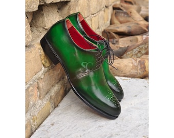 Handmade Portugal Canvas Leather Sole Derby Shoes Size 46 Olive Green Lace Up il_fullxfull.2630233369_nw0t.jpg main image 3