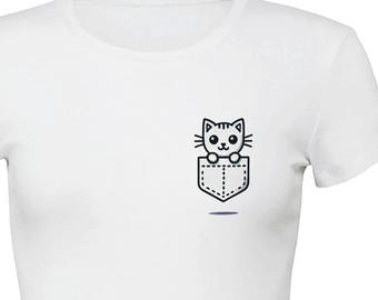Adorable Pocket Cat T-Shirt - Cute Cat Design - Perfect Gift for Cat Lovers
