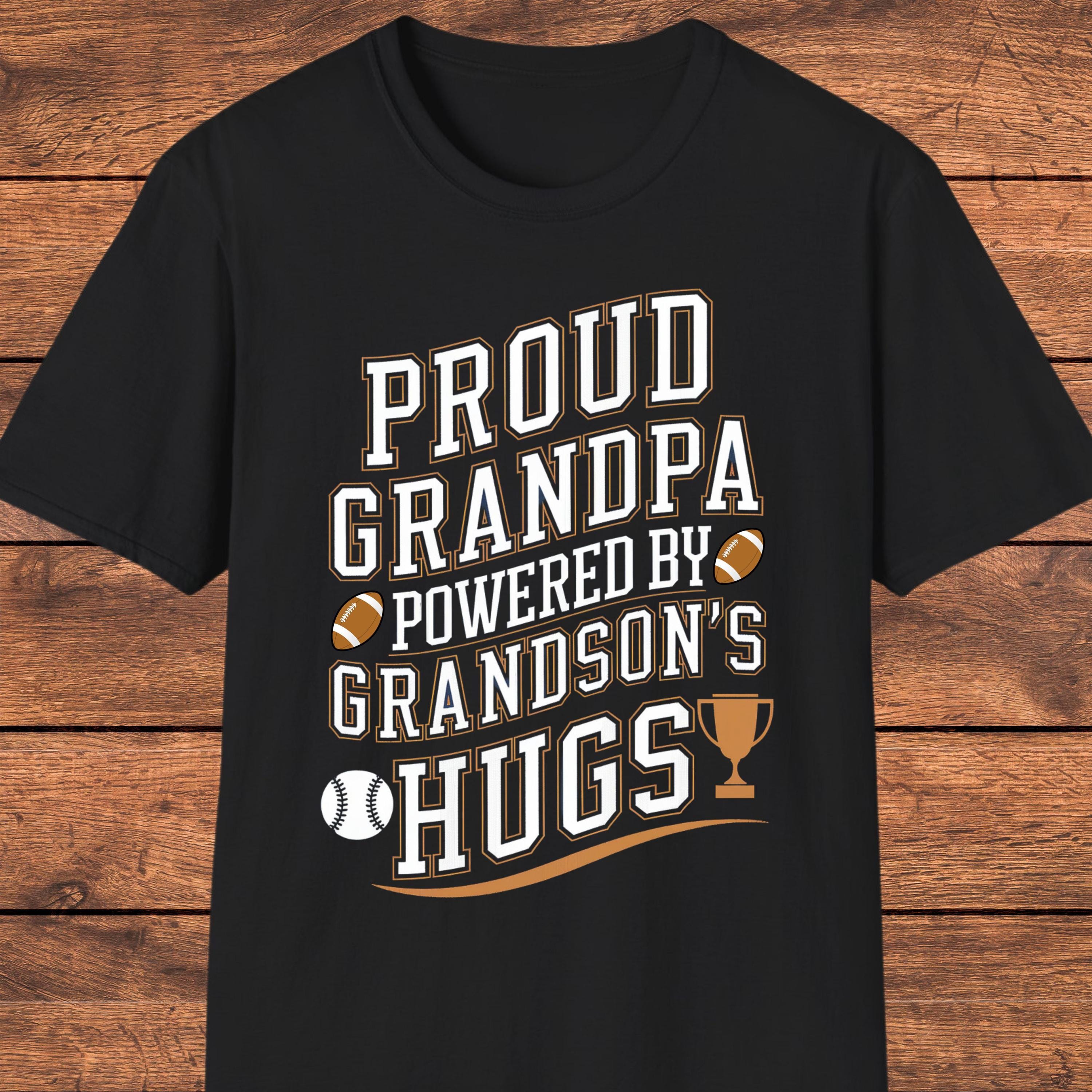 Proud Grandpa Powered by Grandson's Hugs T-shirt, Sports Grandpa - Main Image