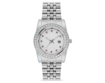 Fossil Silver-Tone Crystal Bezel Bracelet Watch Fossil Stella Sport Chronograph Quartz Crystal Silver Dial  main image 4