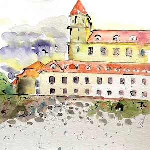 Bratislava Castle” – Original Watercolor Painting | A4 European Architecture Art