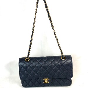 Vintage Chanel Medium Classic Double Flap Bag in Black Caviar