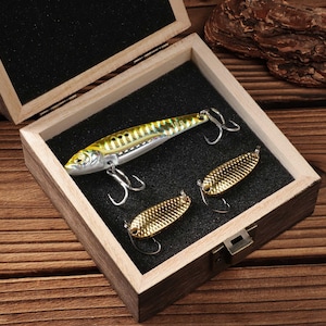 Personalisierte bionische Fischform Metallfischköder, kundenspezifisches Metallfischhakenset, Fischen Buddy Geschenk, personalisiertes Fischen, Geschenk für Papa