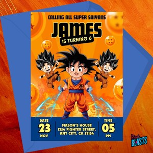 Dragon Ball Z Birthday Invitation Editable Goku Anime Party Template Instant Download Printable & Phone Canva Invite for Boys