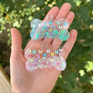 Iridescent Butterfly Pet Tag: Custom Resin ID Tag